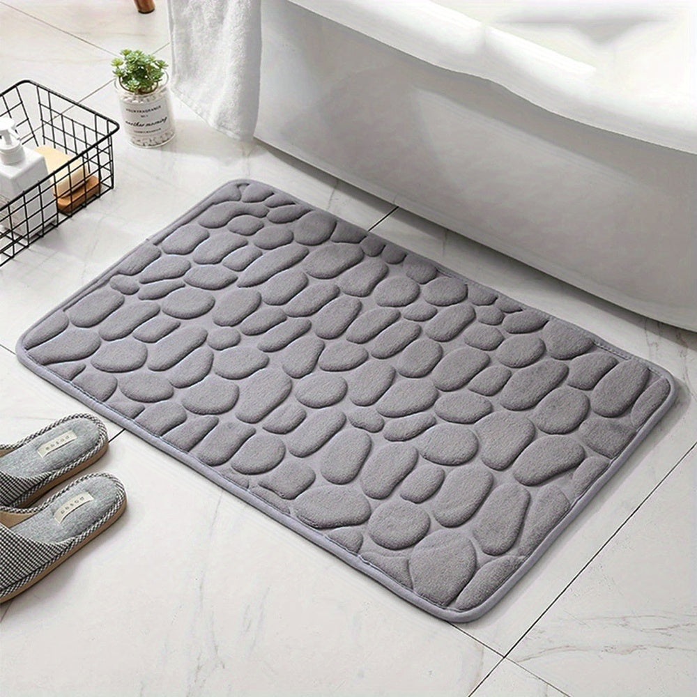 1pc Soft and Comfortable Memory Foam Bath Rug with Cobblestone Embossment - Rapid Water Absorbent and Washable - Non-Slip - Perfect for Shower Room and Bathroom Accessories, Bathroom decorations, kitchen Area Rugs, bedrooom,
