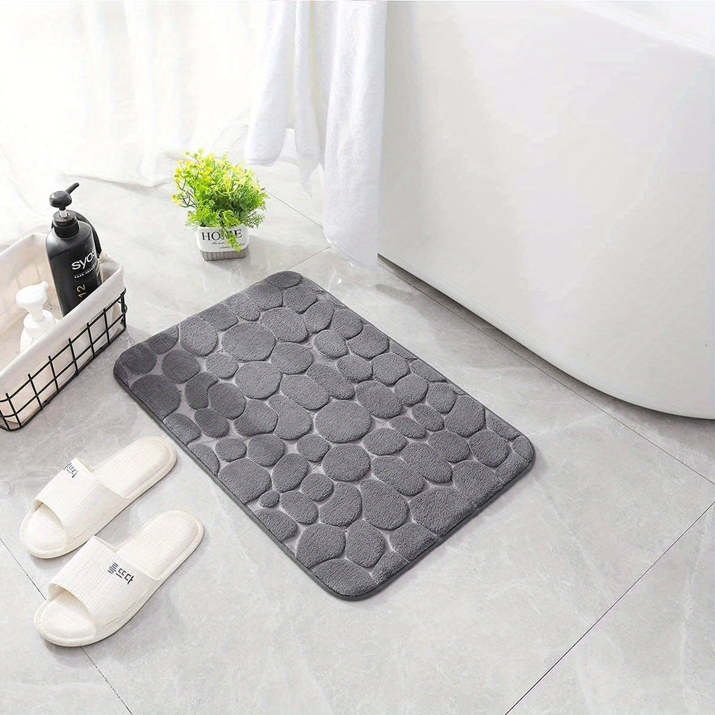 1pc Soft and Comfortable Memory Foam Bath Rug with Cobblestone Embossment - Rapid Water Absorbent and Washable - Non-Slip - Perfect for Shower Room and Bathroom Accessories, Bathroom decorations, kitchen Area Rugs, bedrooom,