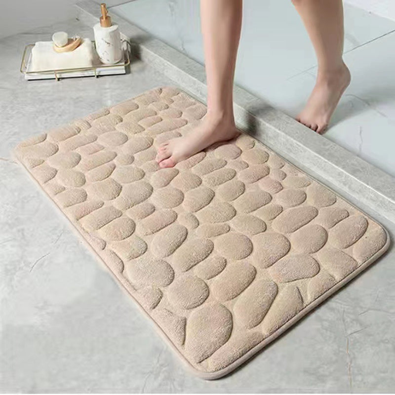 1pc Soft and Comfortable Memory Foam Bath Rug with Cobblestone Embossment - Rapid Water Absorbent and Washable - Non-Slip - Perfect for Shower Room and Bathroom Accessories, Bathroom decorations, kitchen Area Rugs, bedrooom,