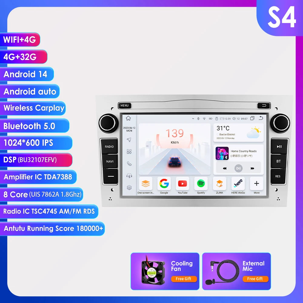 HIZPO 2Din 7inch Android Car Radio for Opel Astra H G J Zafira B Corsa C D Antara Vectra Vivaro GPS RDS DSP 4G CarPlay Autoradio