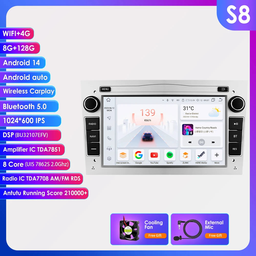 HIZPO 2Din 7inch Android Car Radio for Opel Astra H G J Zafira B Corsa C D Antara Vectra Vivaro GPS RDS DSP 4G CarPlay Autoradio