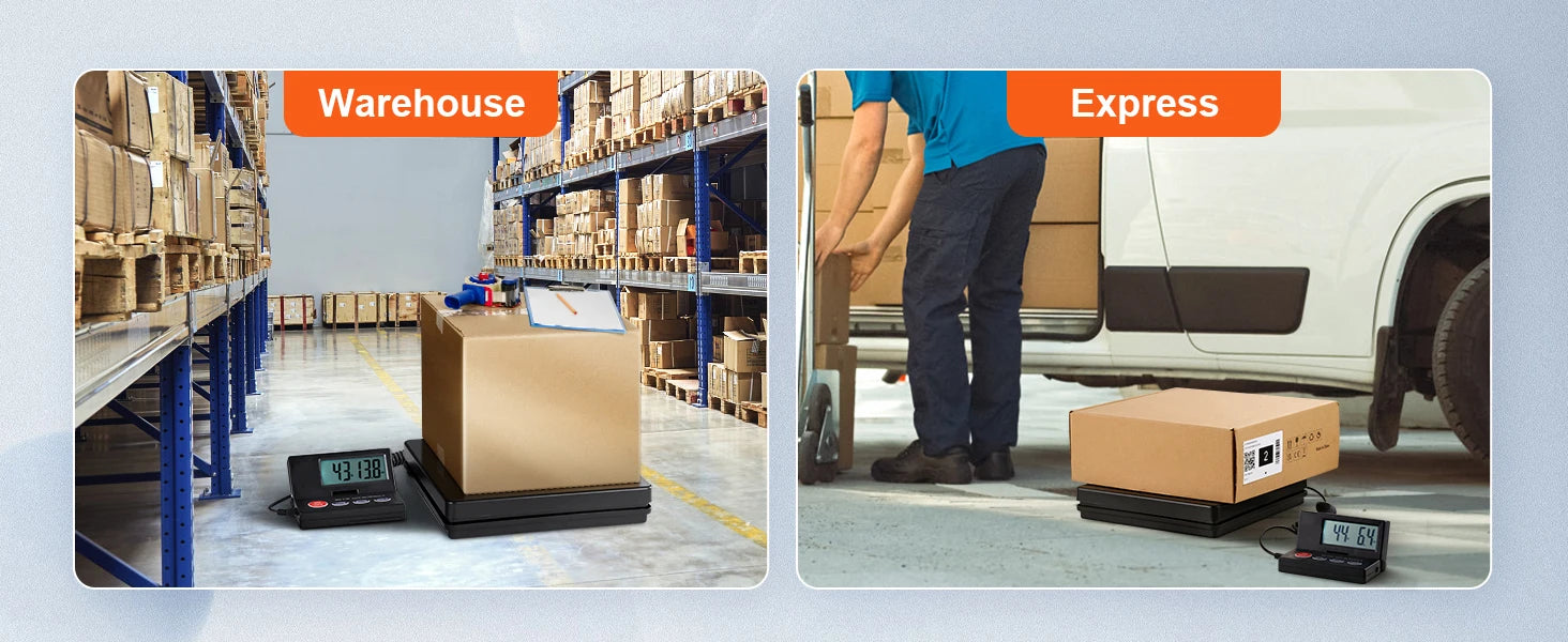 SucceBuy 110 lbs Digital Postal Shipping Scale with Timer 90° Foldable LCD Screen AC/DC Powered Package Scale for Laggage Home