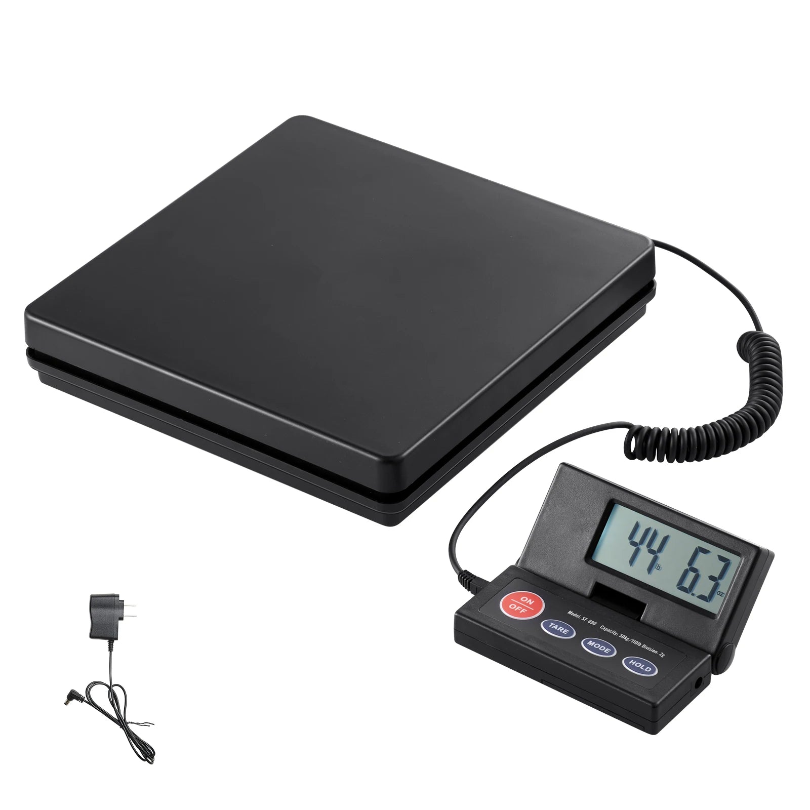 SucceBuy 110 lbs Digital Postal Shipping Scale with Timer 90° Foldable LCD Screen AC/DC Powered Package Scale for Laggage Home
