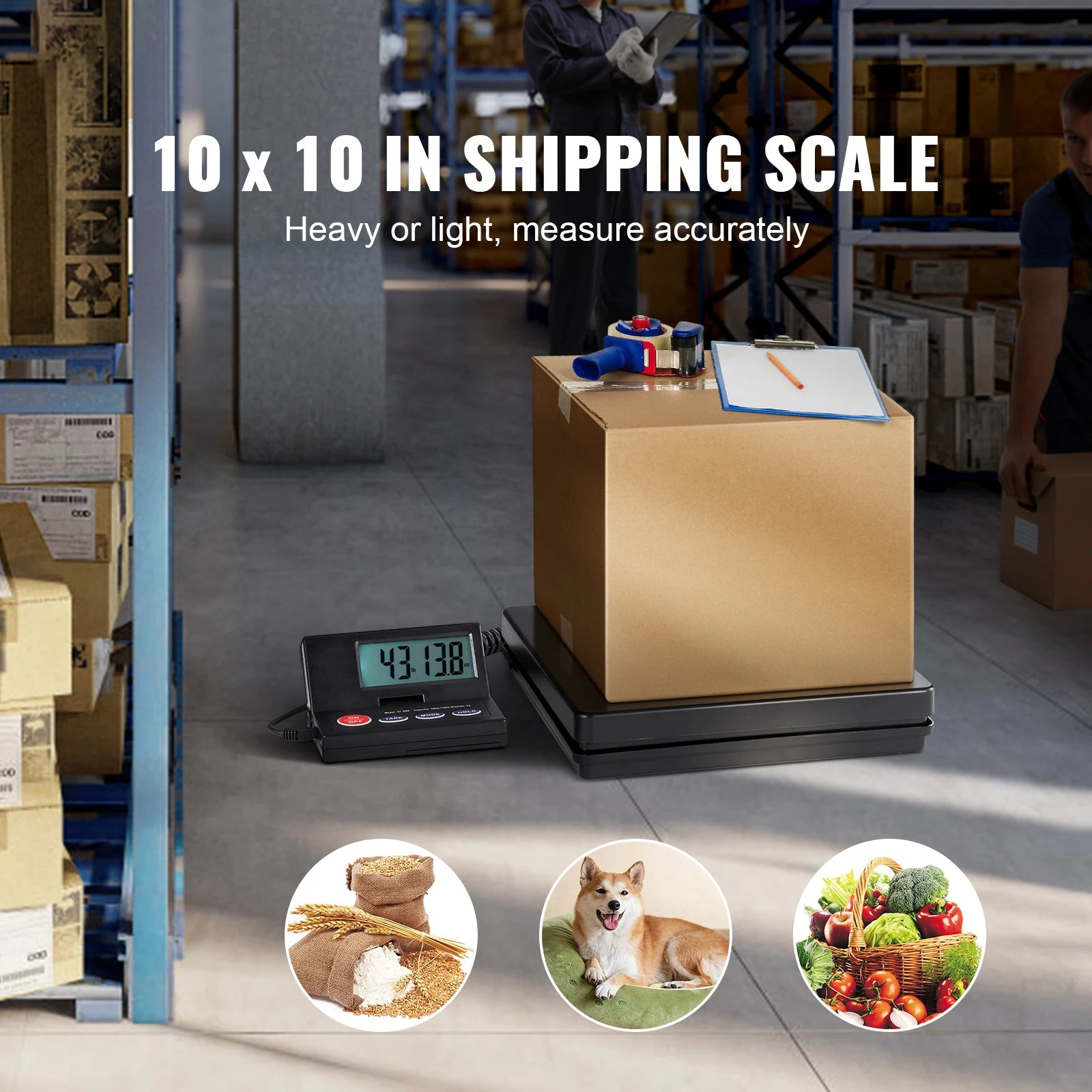 SucceBuy 110 lbs Digital Postal Shipping Scale with Timer 90° Foldable LCD Screen AC/DC Powered Package Scale for Laggage Home