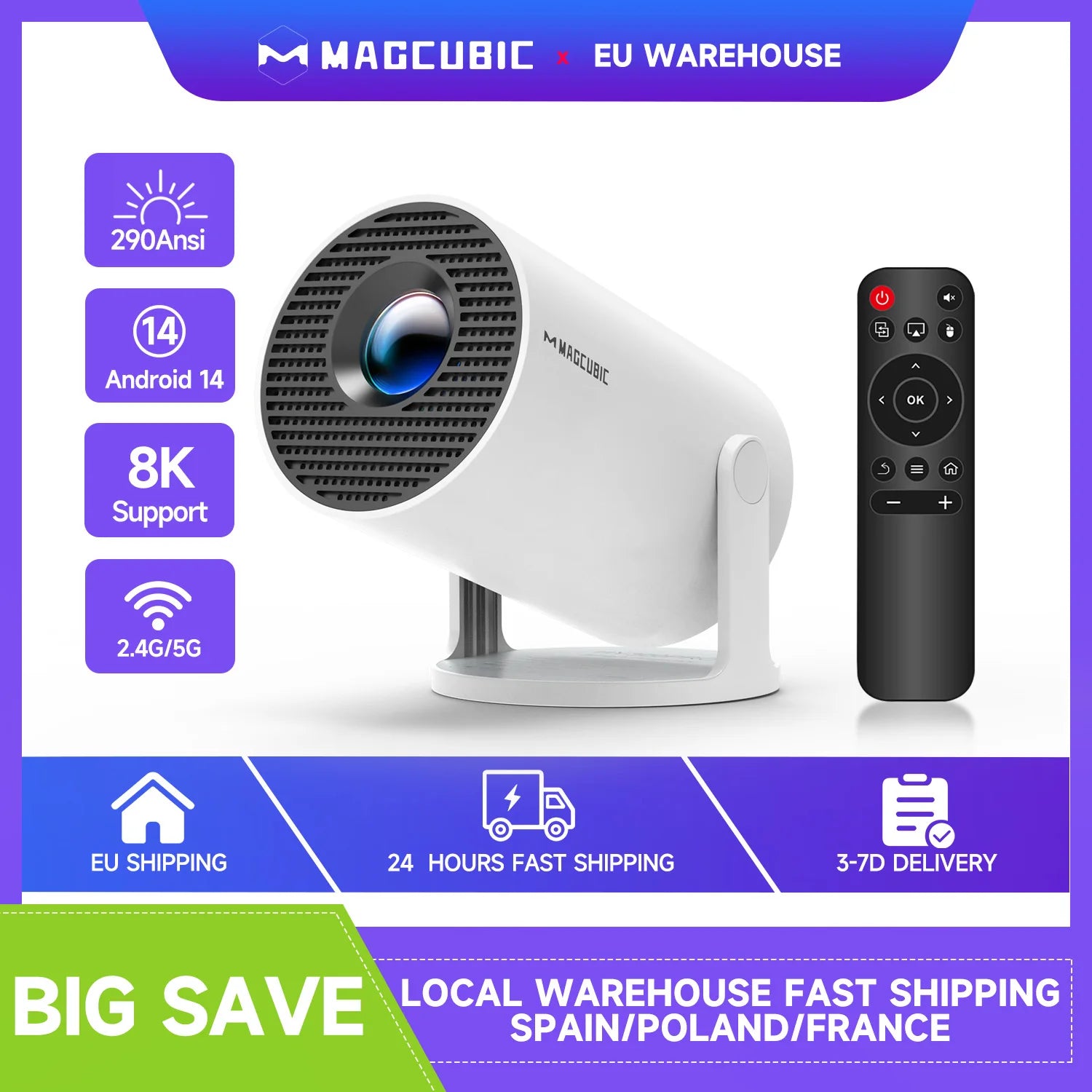 Magcubic Projector 8K Android 14 HY300 Pro Wifi6 290ANSI Allwinner H726 BT5.4 1080P 1280*720P Cinema Outdoor Portable Projetors