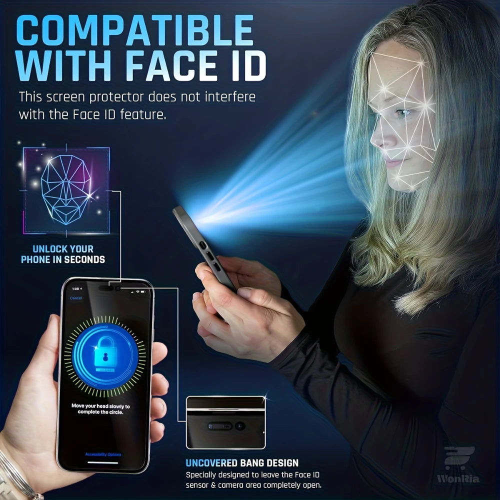 NNBILI 4Pcs Complete Coverage Tempered Glass Screen Protectors Designed For Various For iPhone 17 16 15 14 13 12 11Pro MAX Phone